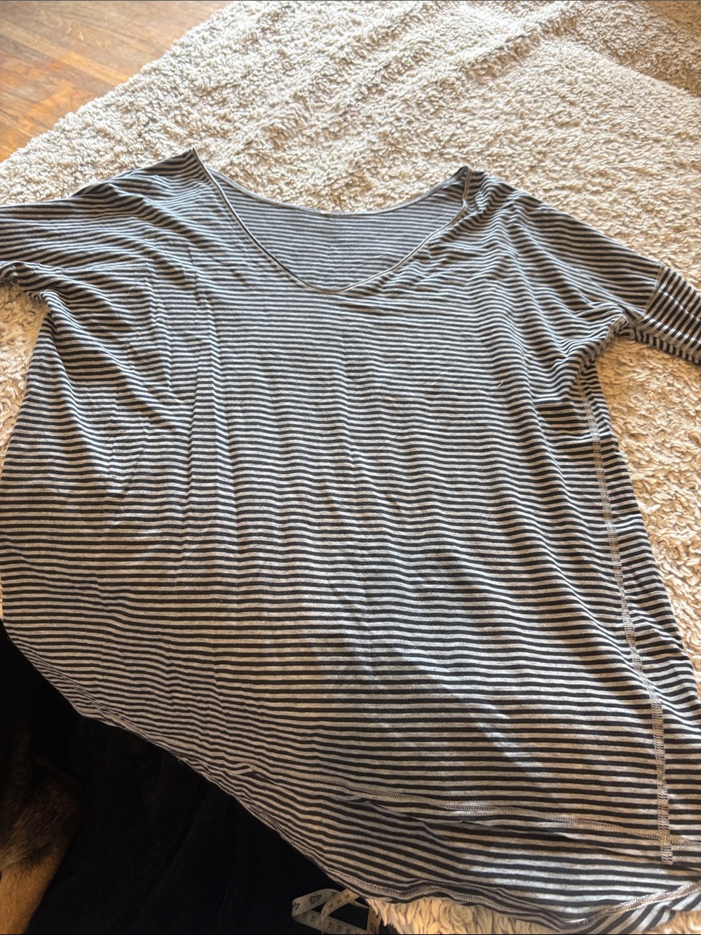 lululemon athletica Women's Short Sleeve Striped Tee - Gray & White